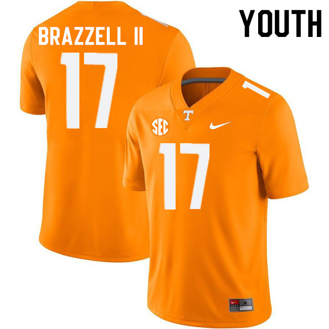 Youth #17 Chris Brazzell II Tennessee Volunteers College Football Jerseys Stitched-Orange